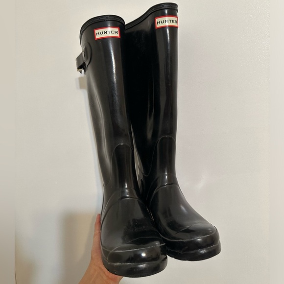 GUC HUNTER Original Tall Rubber Rain Boots Glossy Black - Picture 4 of 9